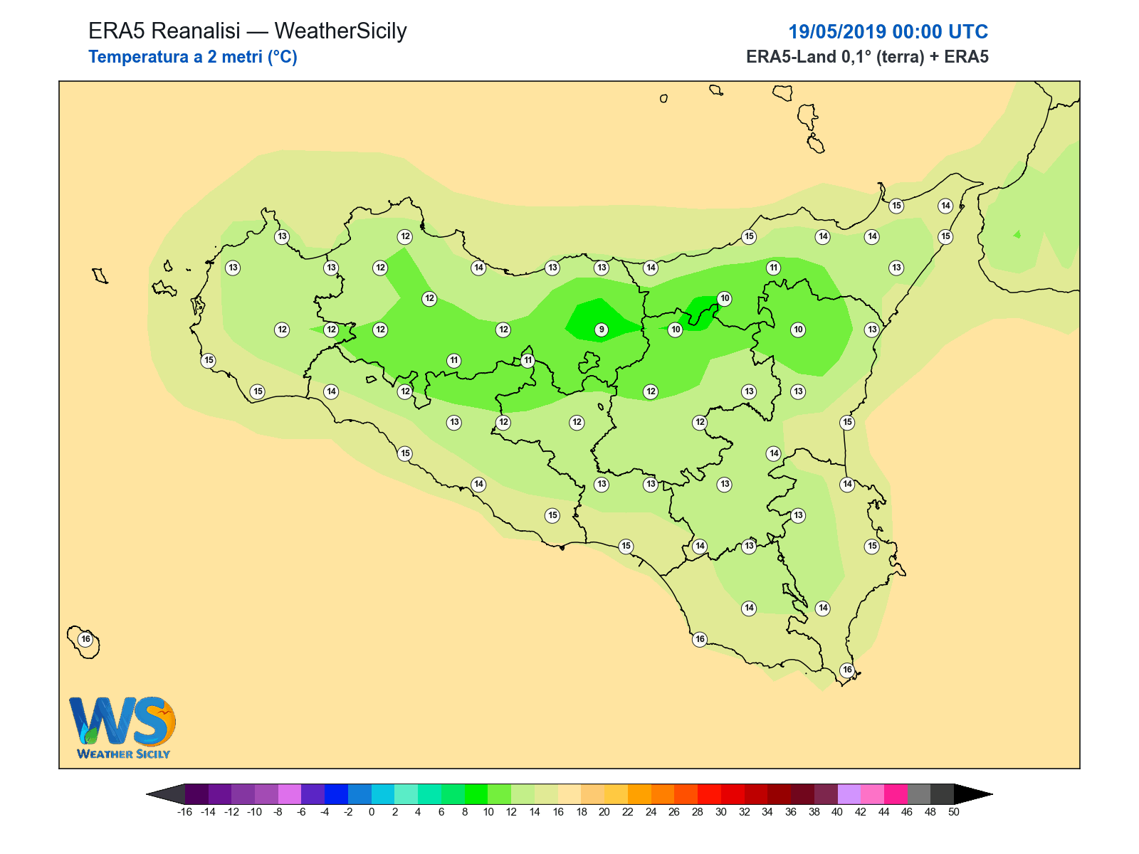 Temperatura a 2 metri · 2019051900