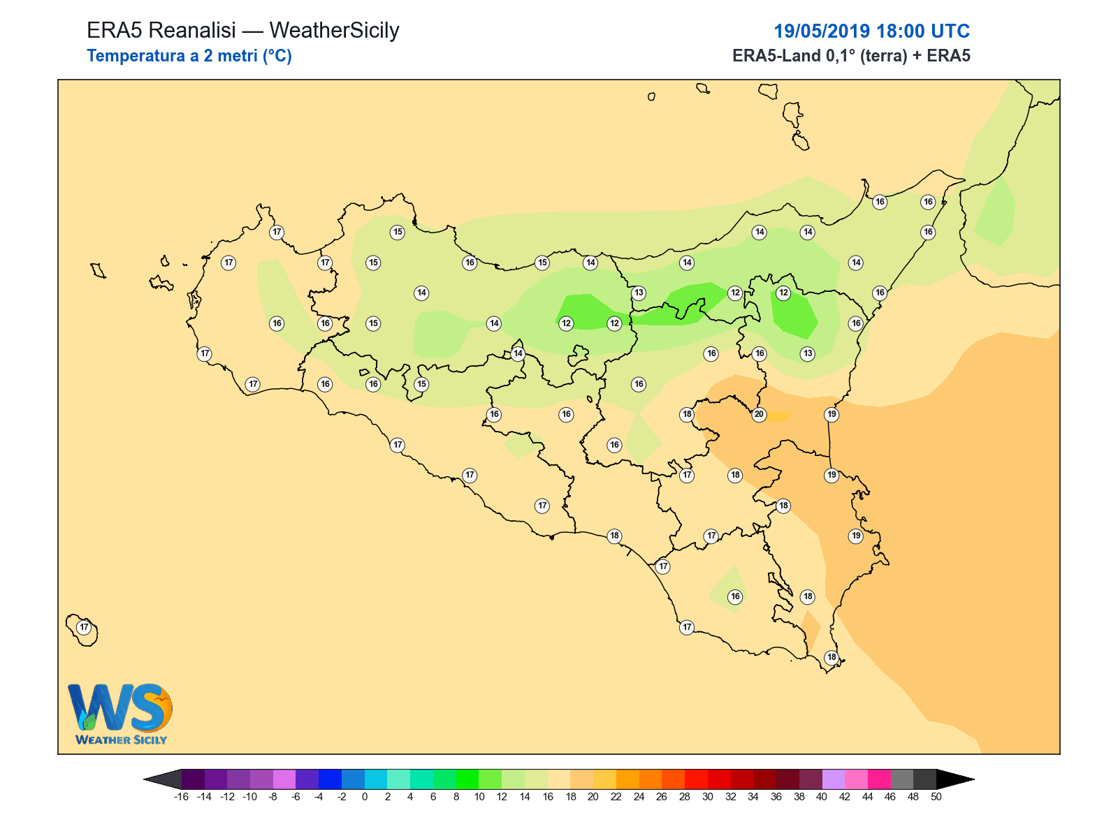 Temperatura a 2 metri · 2019051918