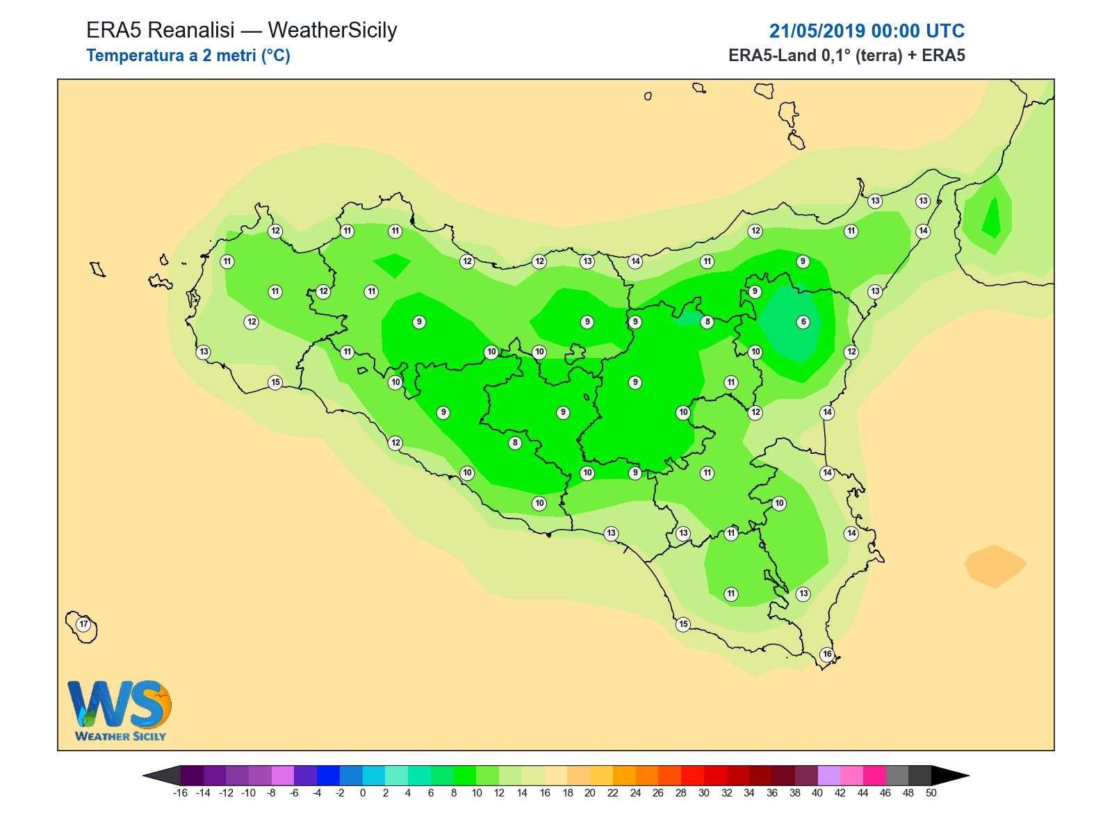 Temperatura a 2 metri · 2019052100