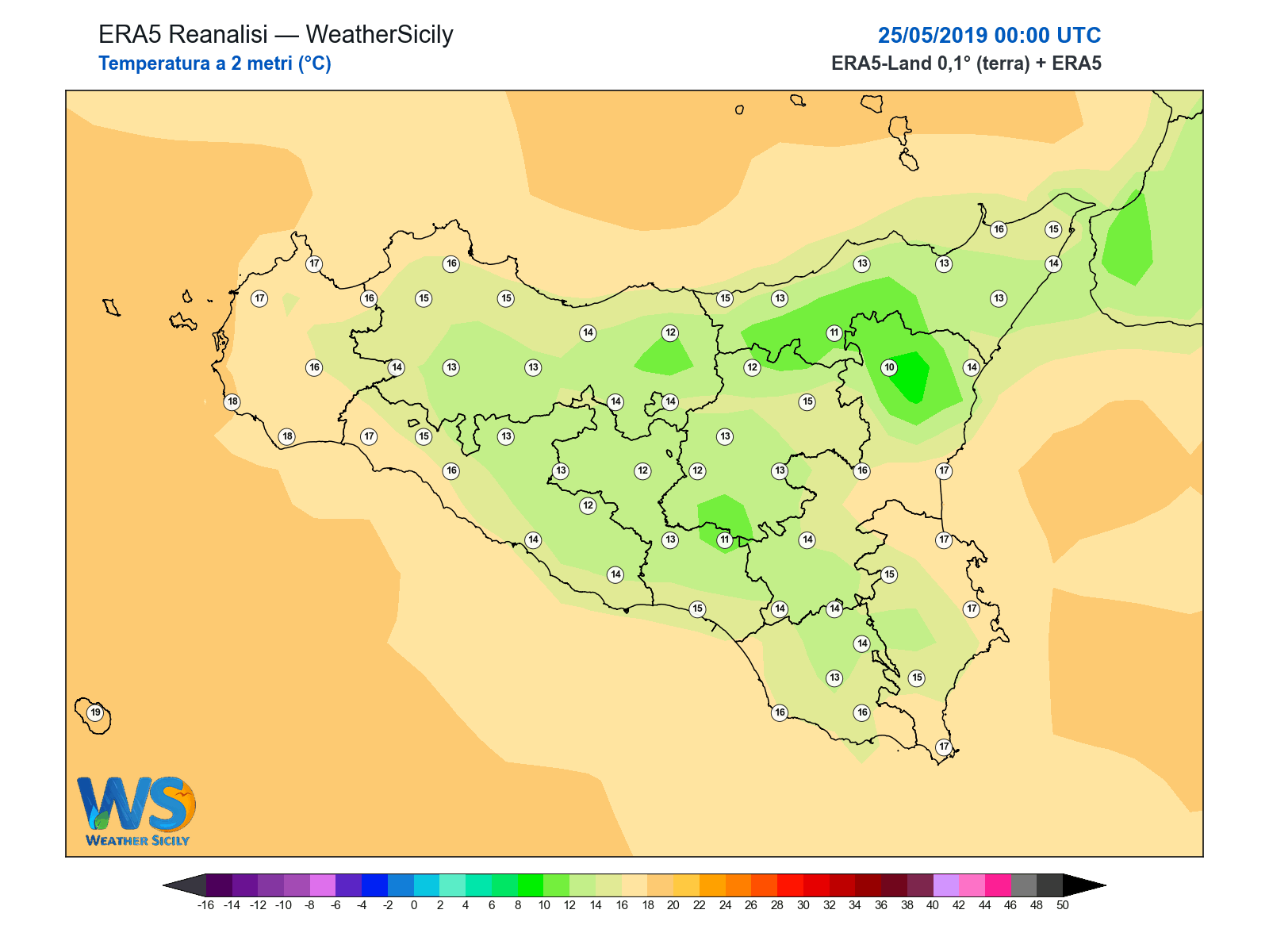 Temperatura a 2 metri · 2019052500
