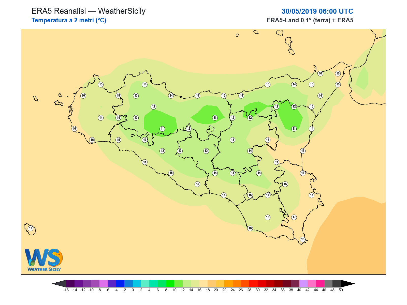 Temperatura a 2 metri · 2019053006