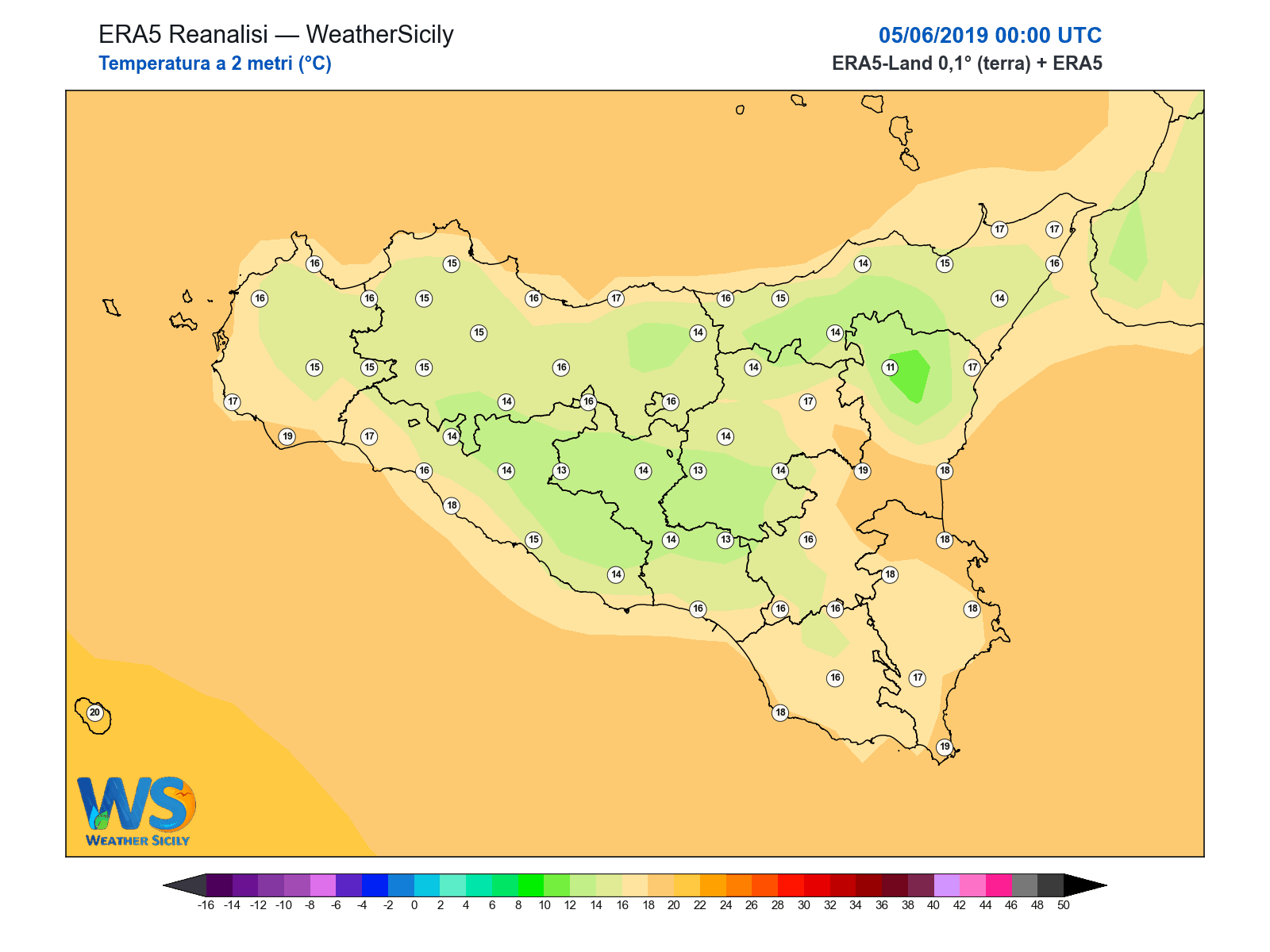 Temperatura a 2 metri · 2019060500