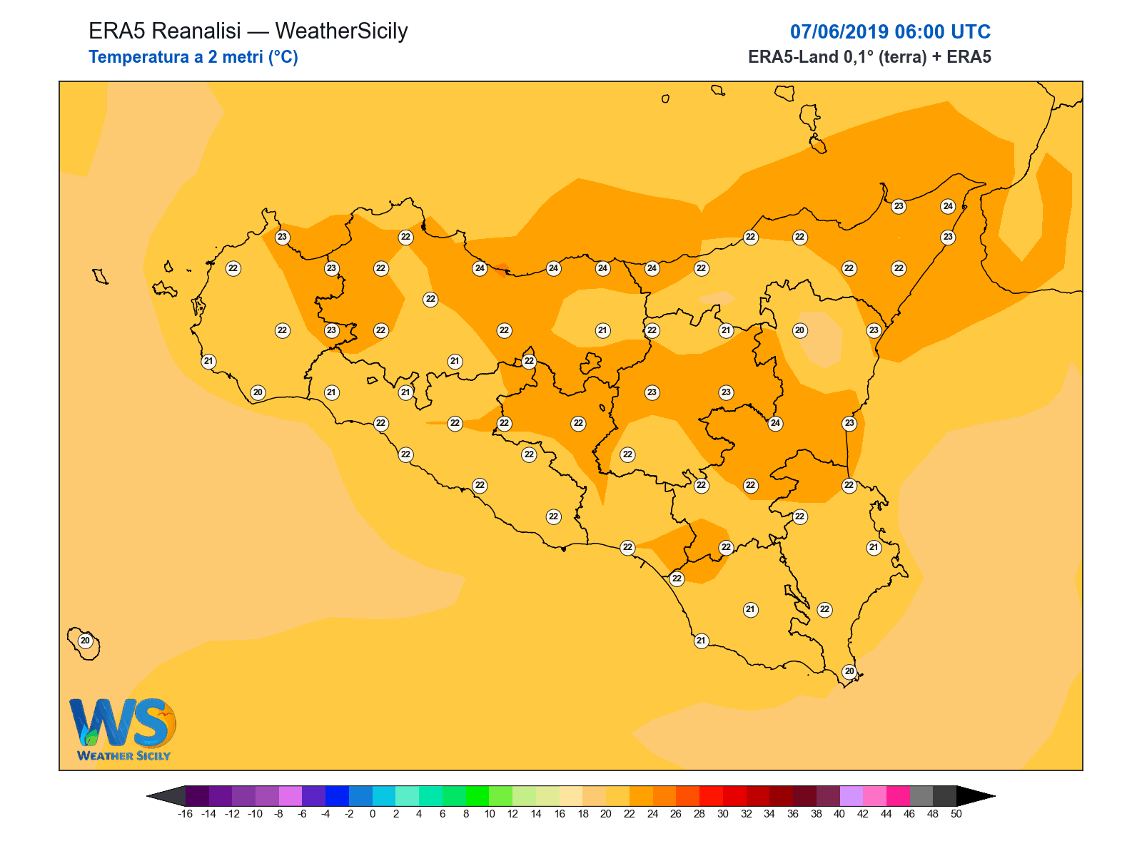 Temperatura a 2 metri · 2019060706