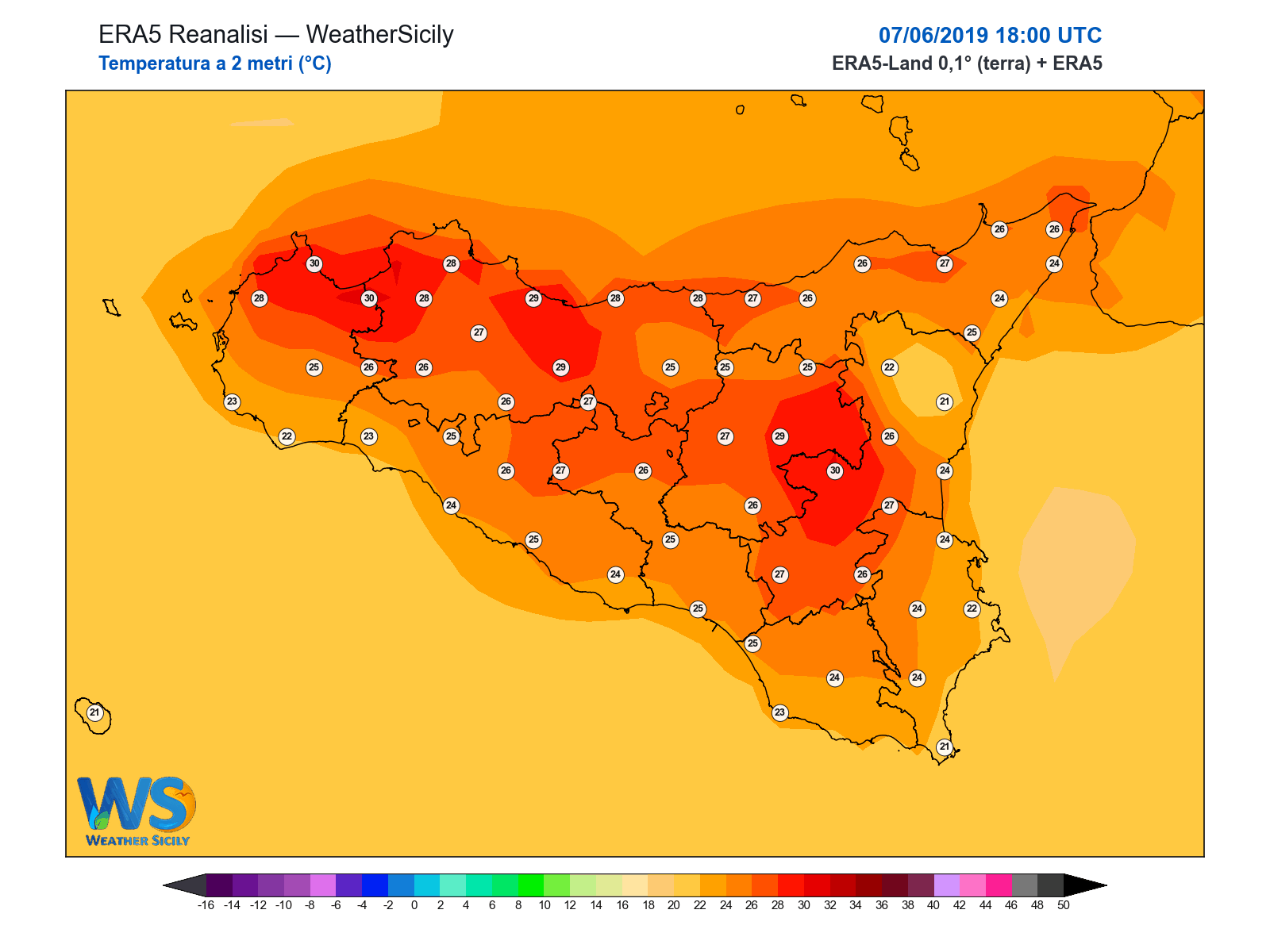 Temperatura a 2 metri · 2019060718