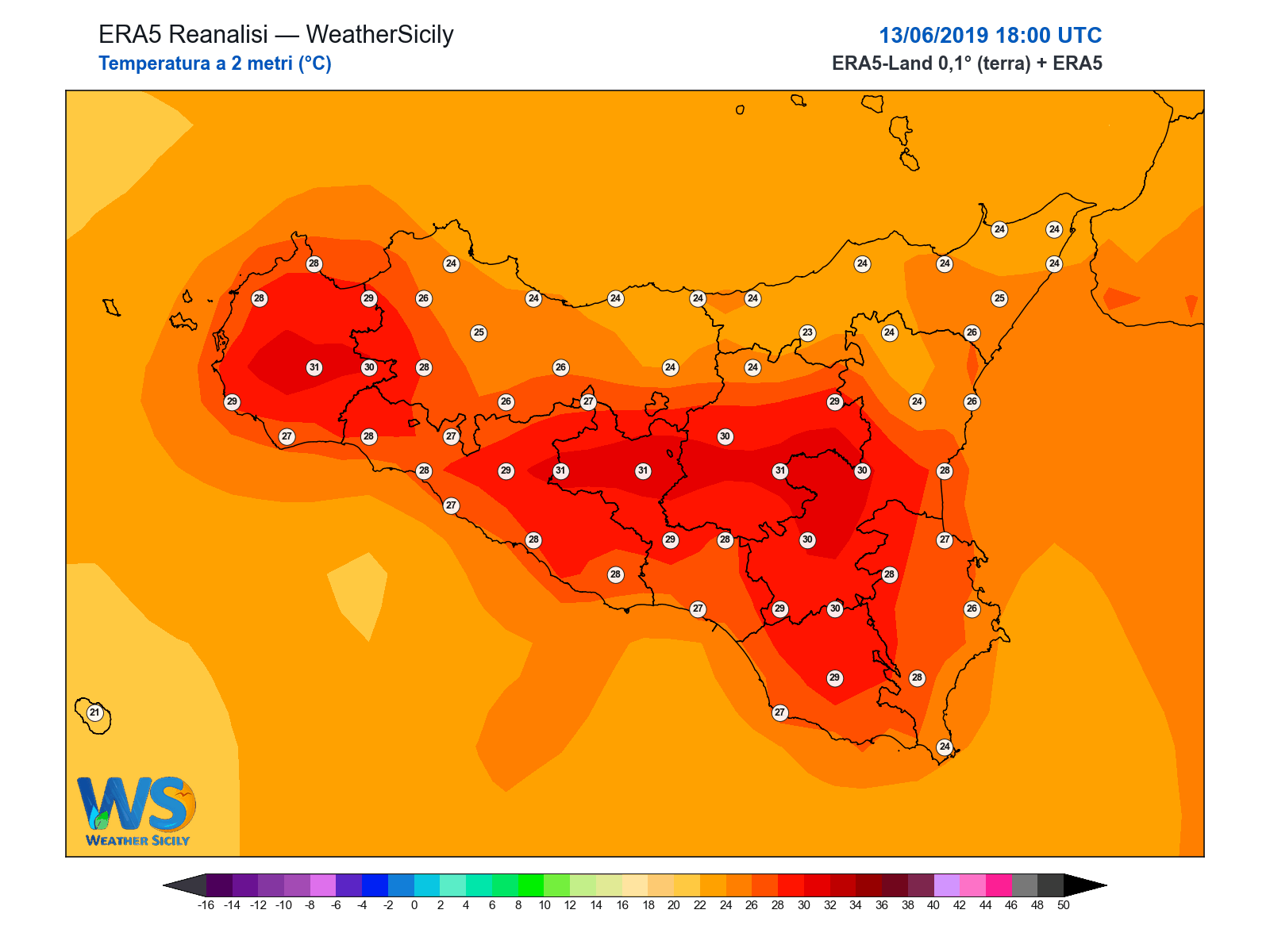 Temperatura a 2 metri · 2019061318