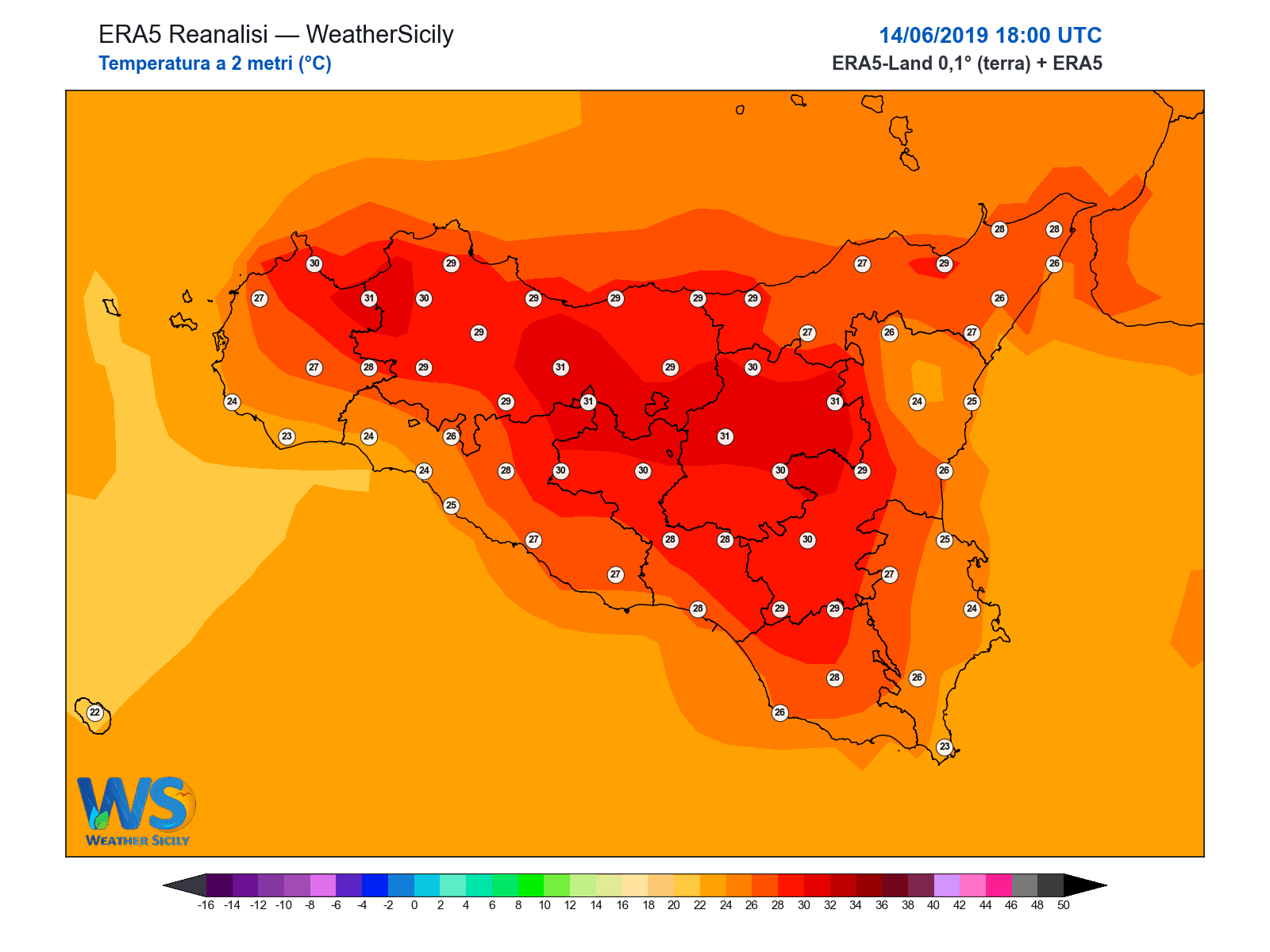 Temperatura a 2 metri · 2019061418