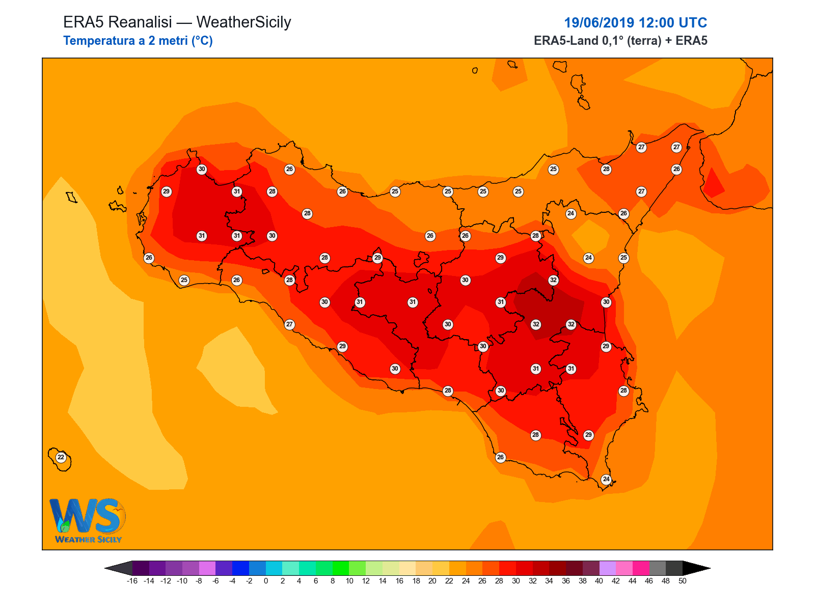 Temperatura a 2 metri · 2019061912