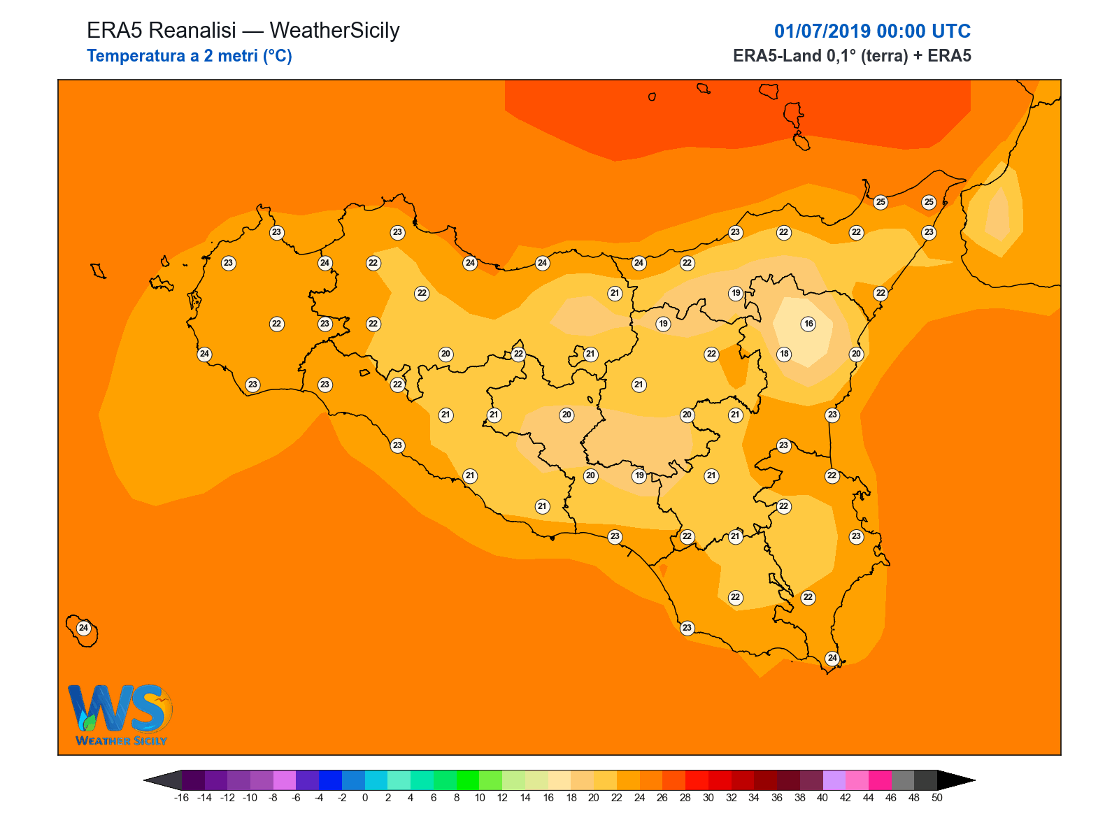 Temperatura a 2 metri · 2019070100