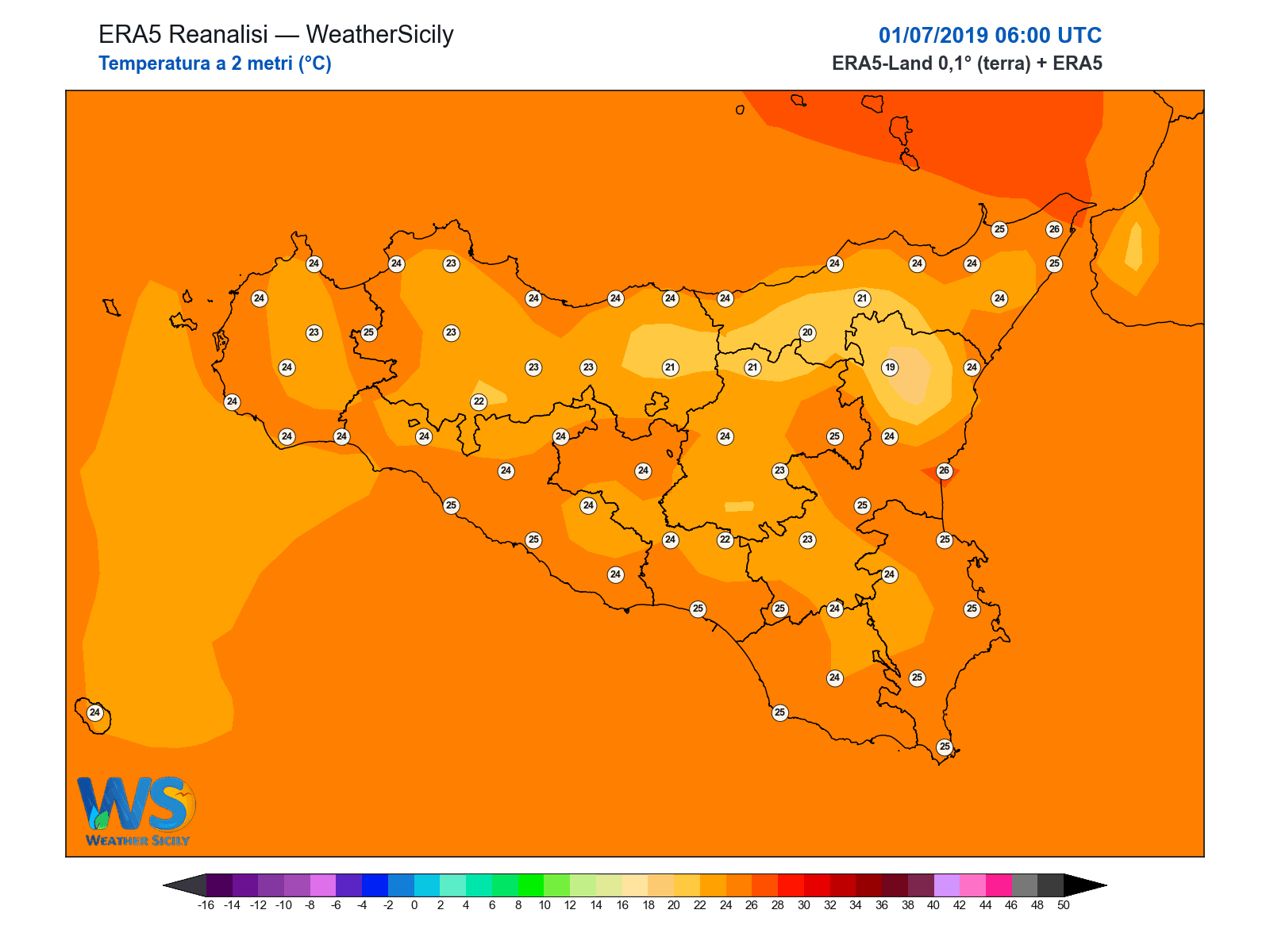 Temperatura a 2 metri · 2019070106