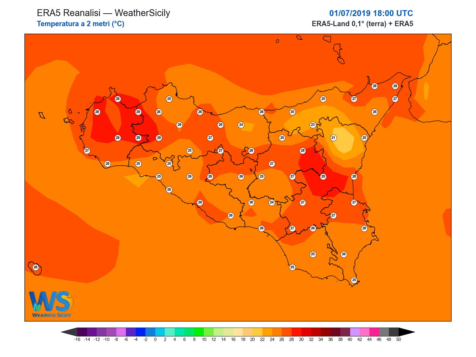 Temperatura a 2 metri · 2019070118