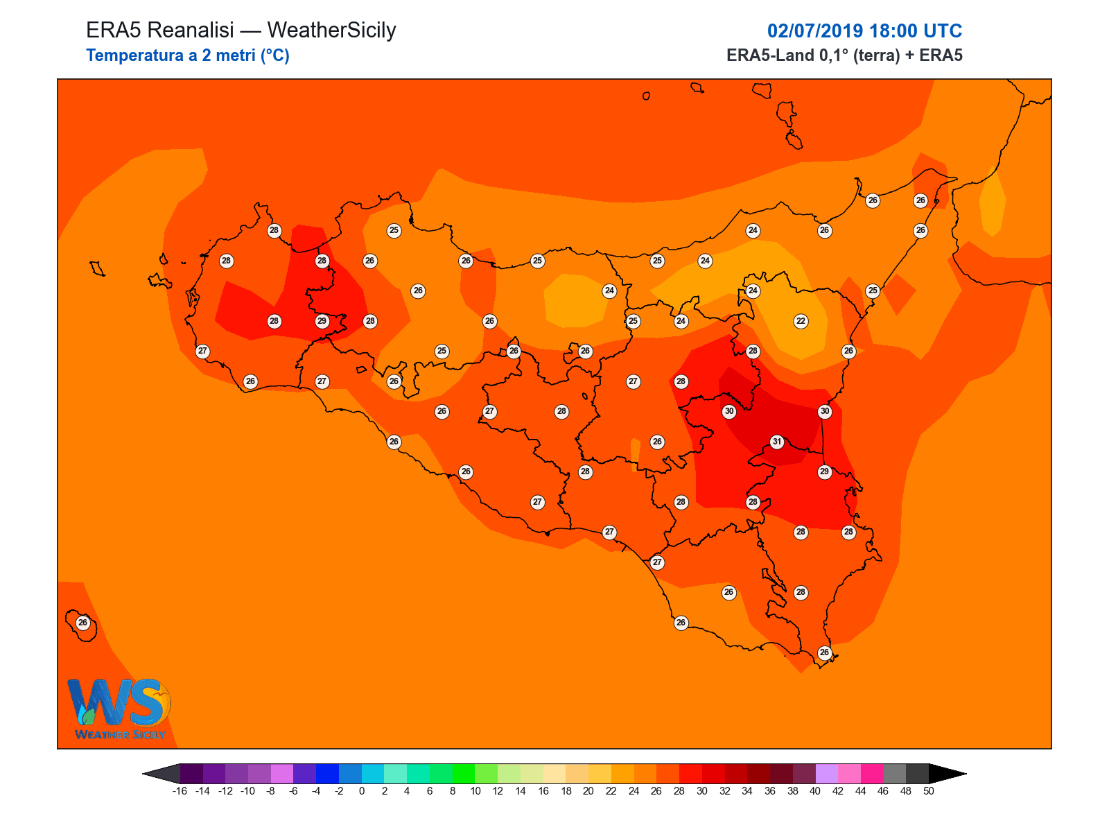 Temperatura a 2 metri · 2019070218