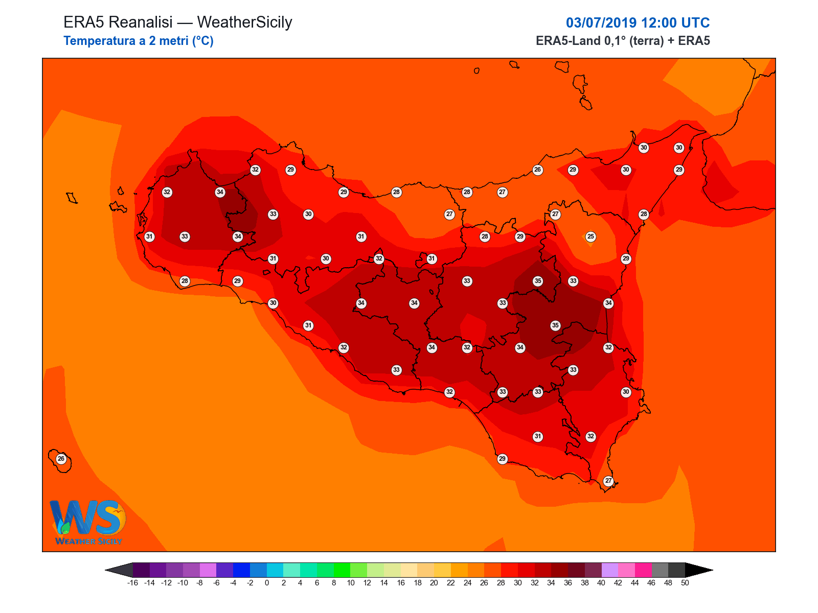Temperatura a 2 metri · 2019070312