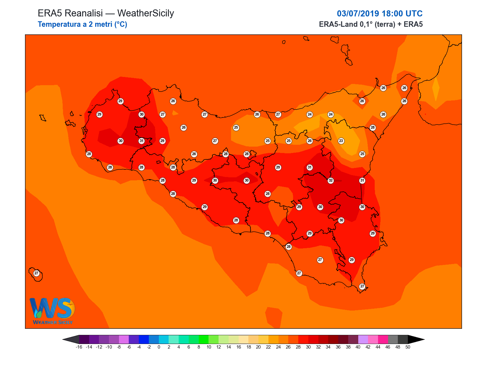 Temperatura a 2 metri · 2019070318