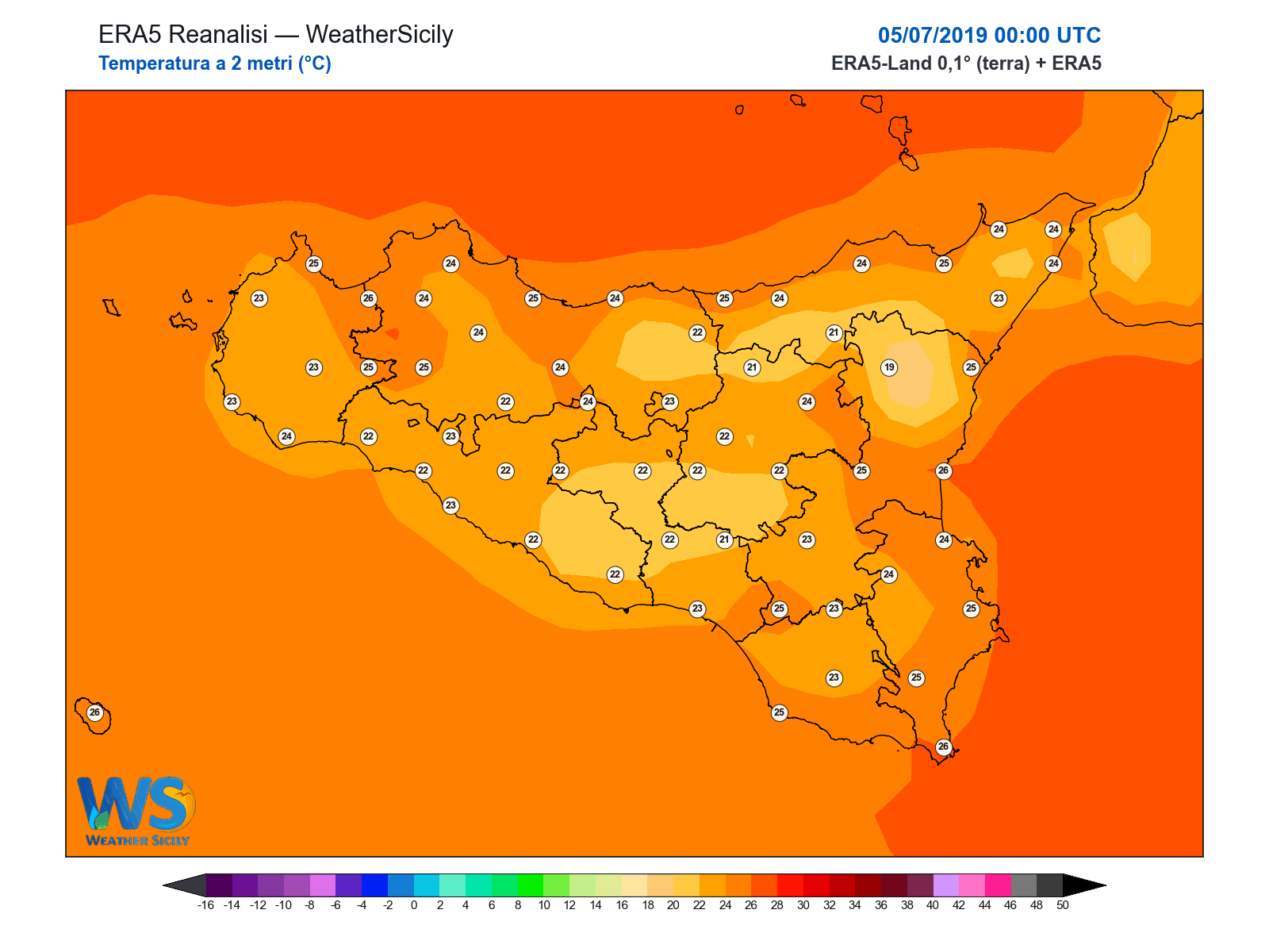 Temperatura a 2 metri · 2019070500