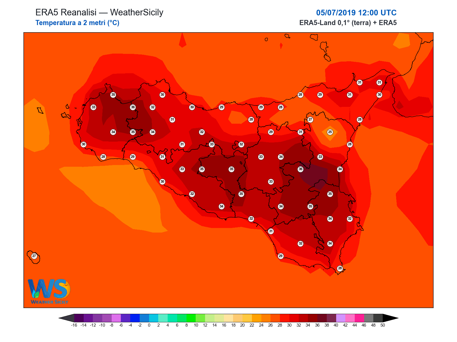 Temperatura a 2 metri · 2019070512