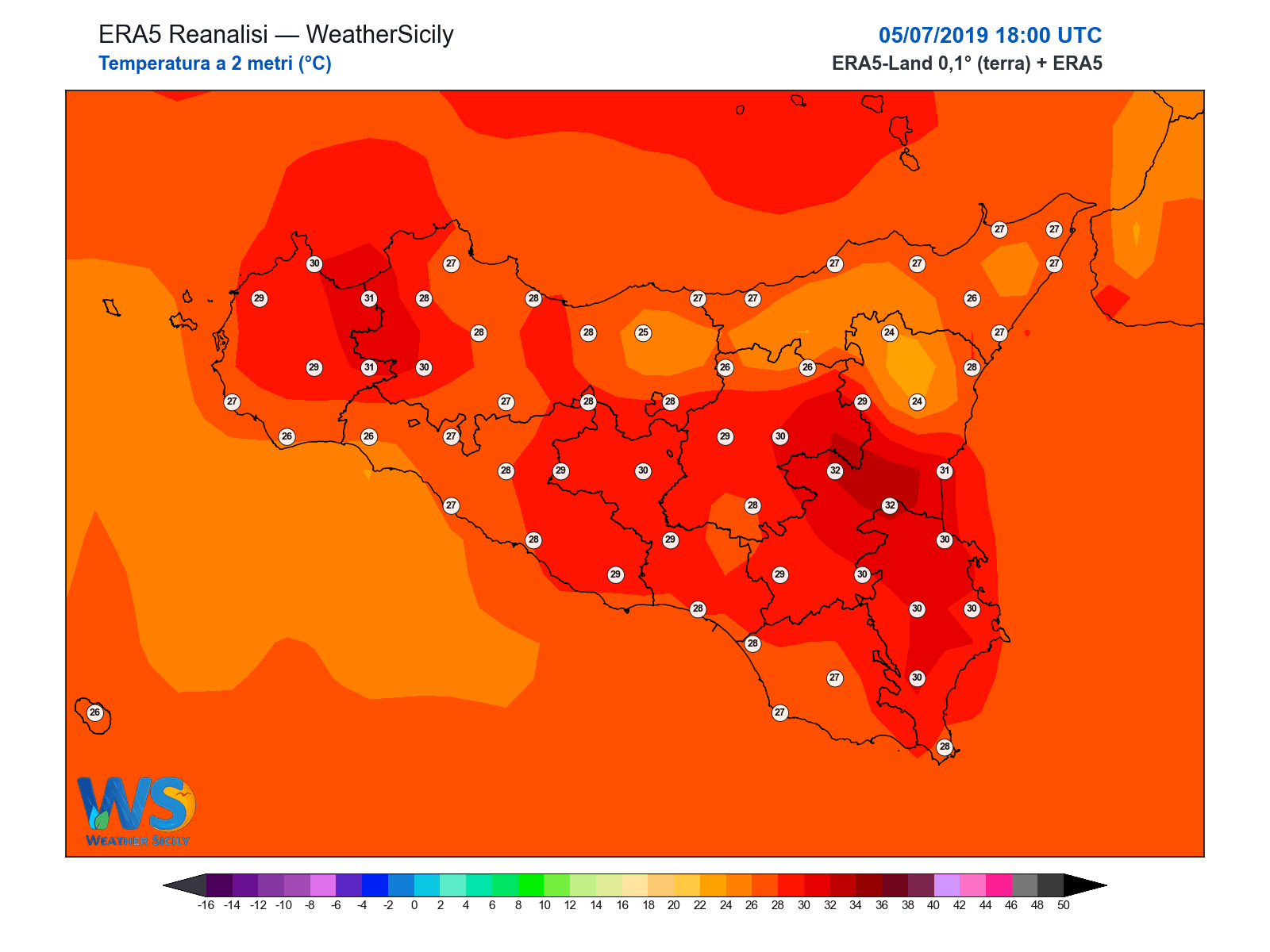 Temperatura a 2 metri · 2019070518