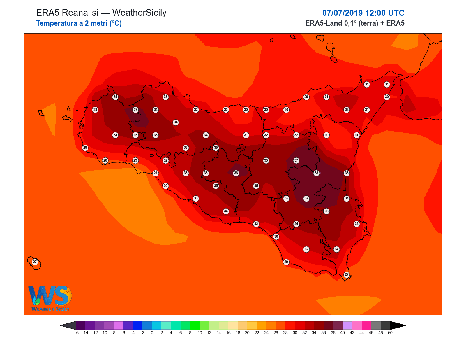 Temperatura a 2 metri · 2019070712