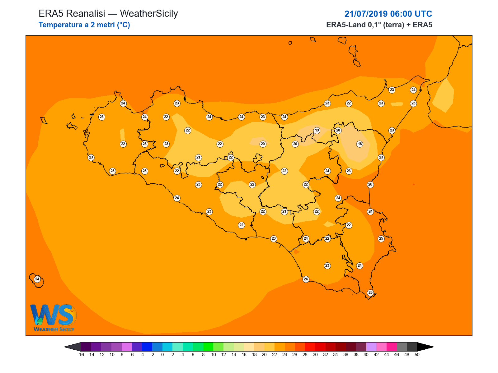 Temperatura a 2 metri · 2019072106