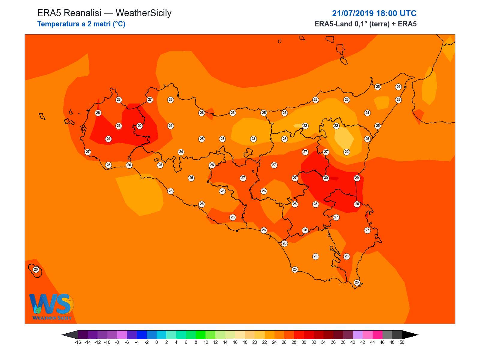 Temperatura a 2 metri · 2019072118