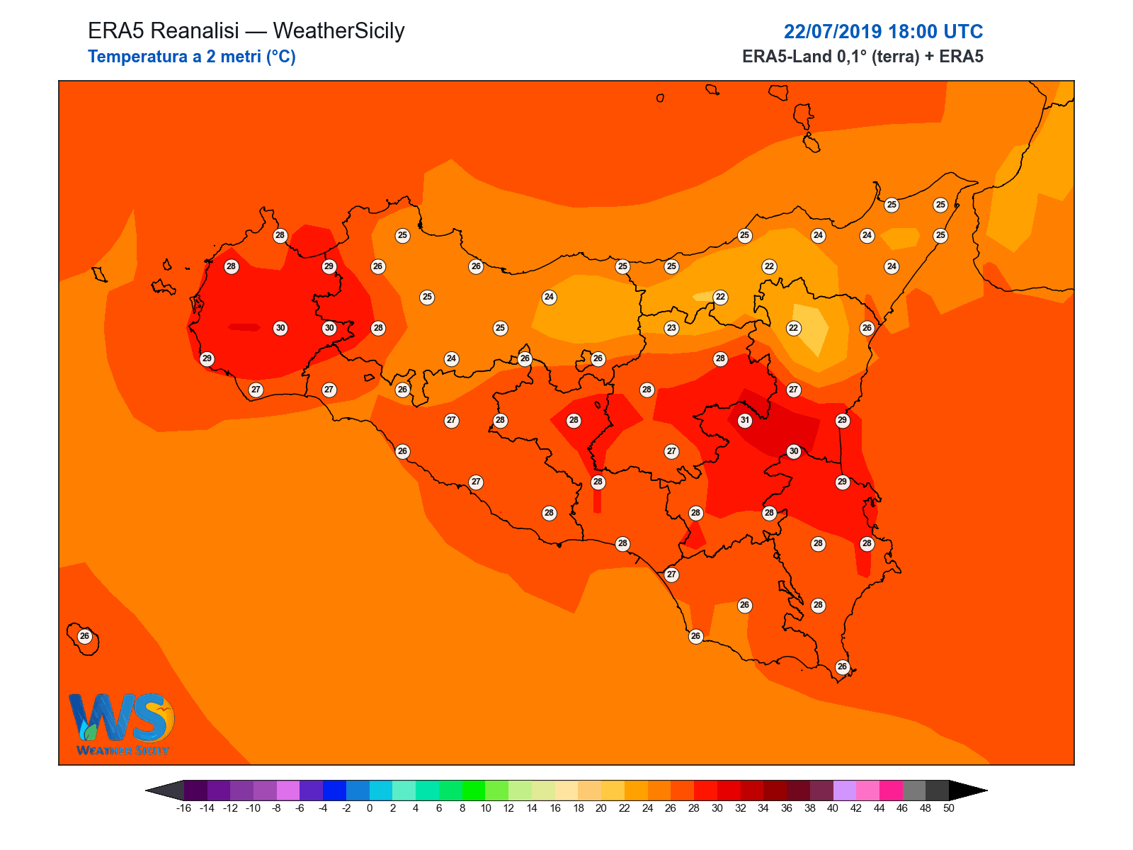 Temperatura a 2 metri · 2019072218