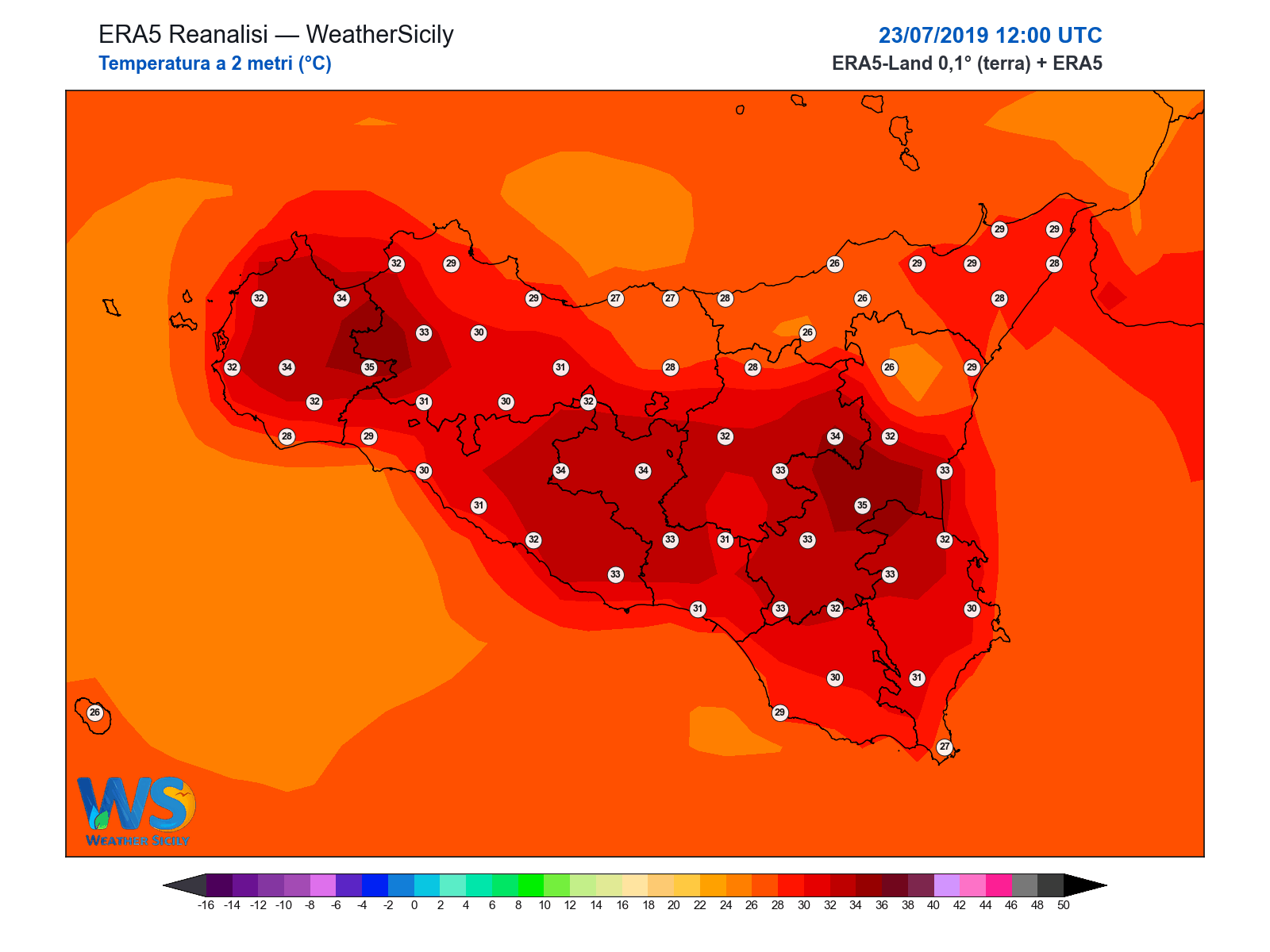 Temperatura a 2 metri · 2019072312