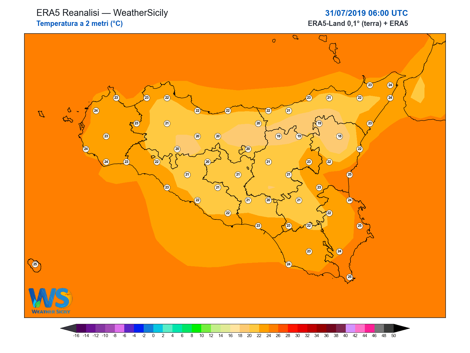 Temperatura a 2 metri · 2019073106
