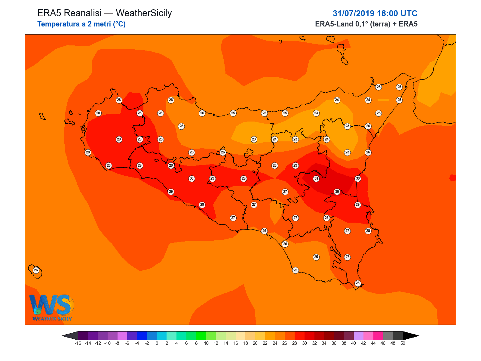 Temperatura a 2 metri · 2019073118
