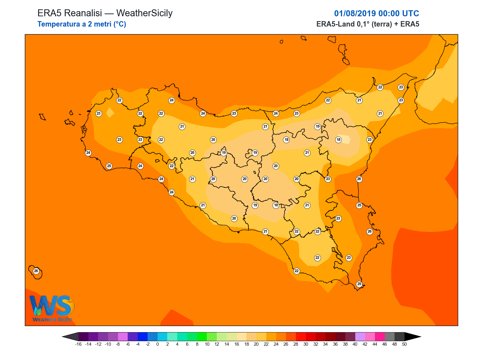 Temperatura a 2 metri · 2019080100