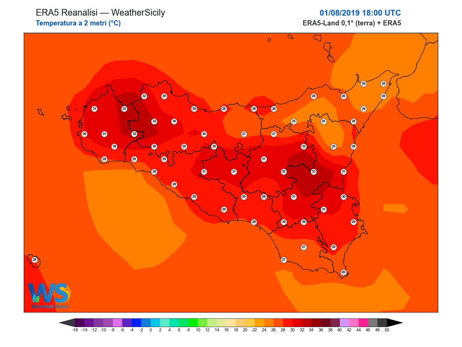 Temperatura a 2 metri · 2019080118