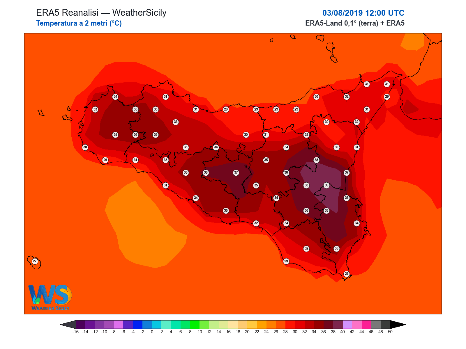 Temperatura a 2 metri · 2019080312