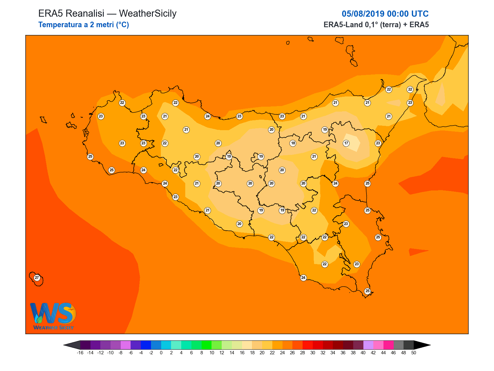 Temperatura a 2 metri · 2019080500