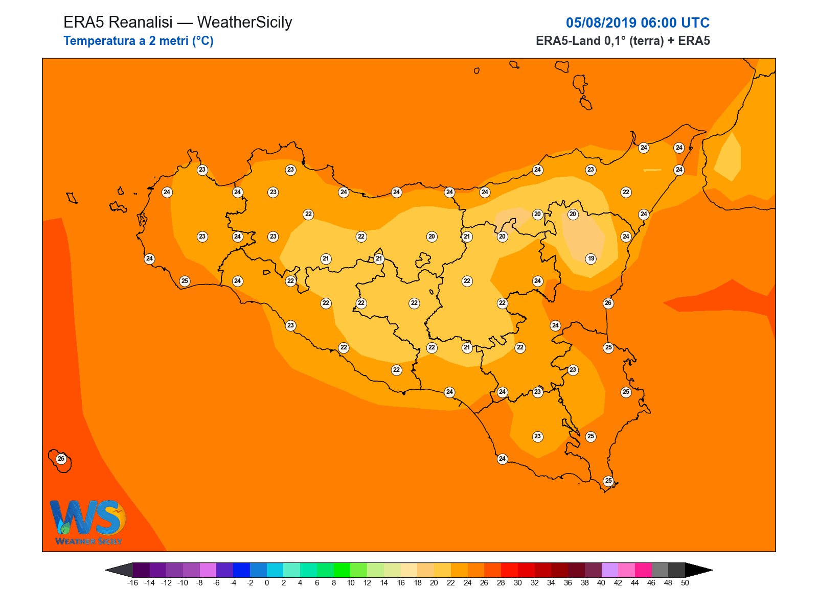 Temperatura a 2 metri · 2019080506
