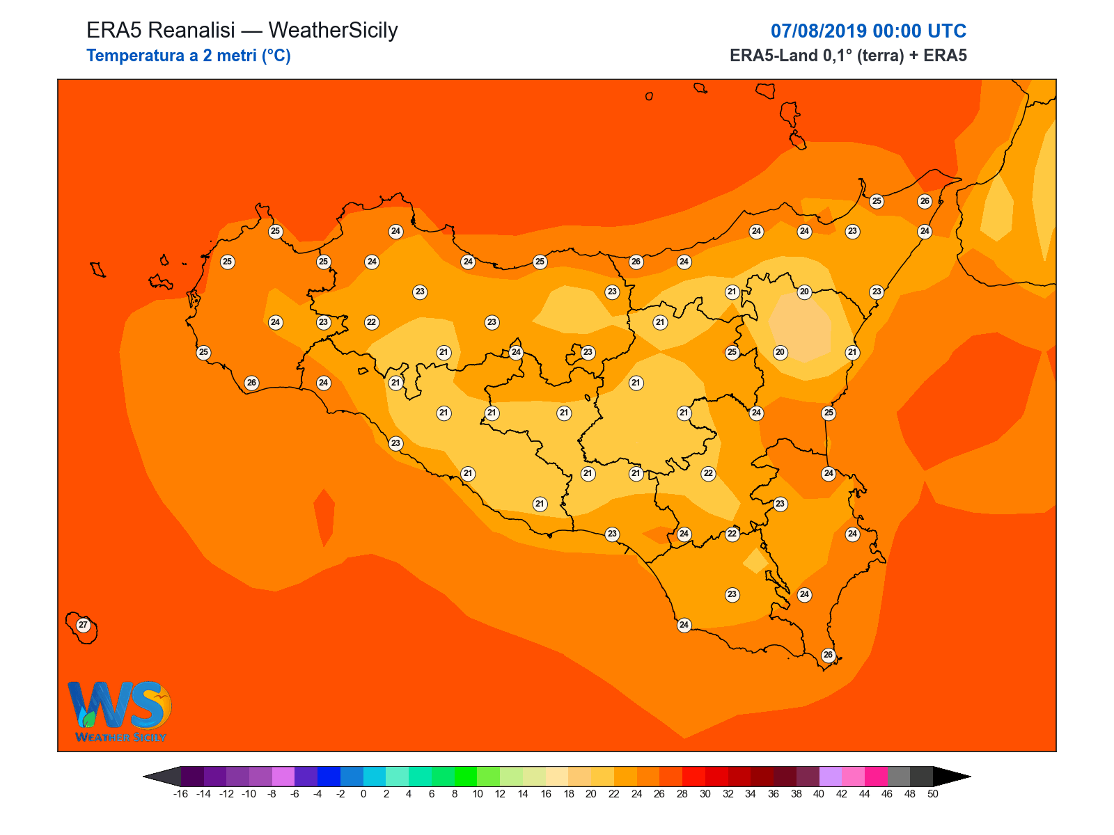 Temperatura a 2 metri · 2019080700
