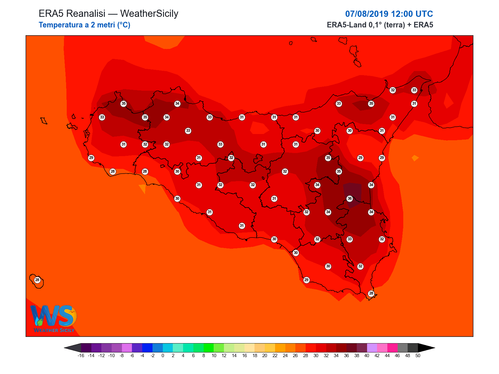 Temperatura a 2 metri · 2019080712