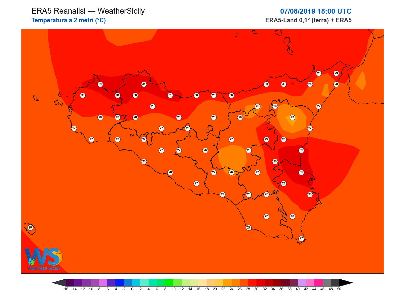 Temperatura a 2 metri · 2019080718
