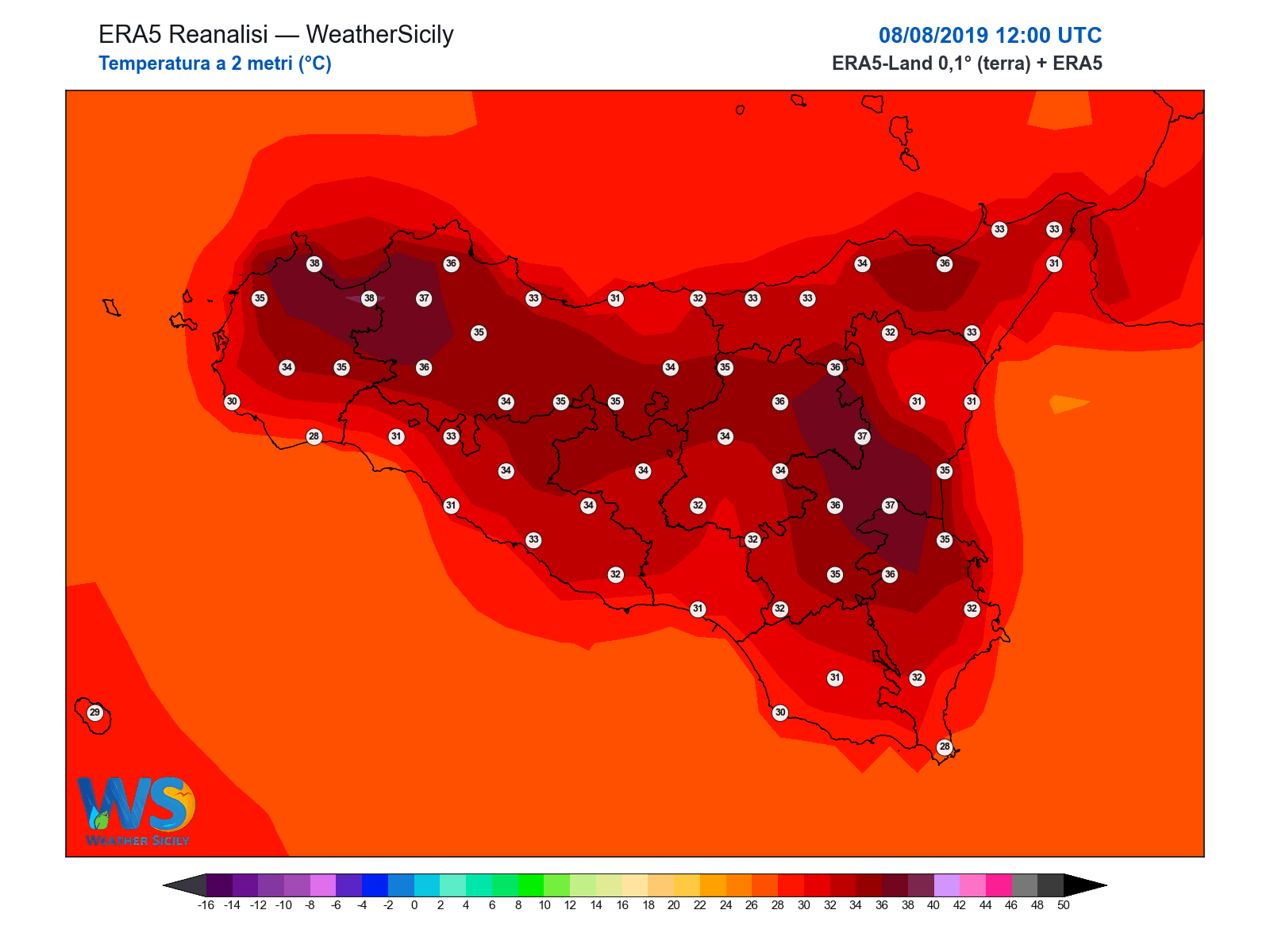 Temperatura a 2 metri · 2019080812