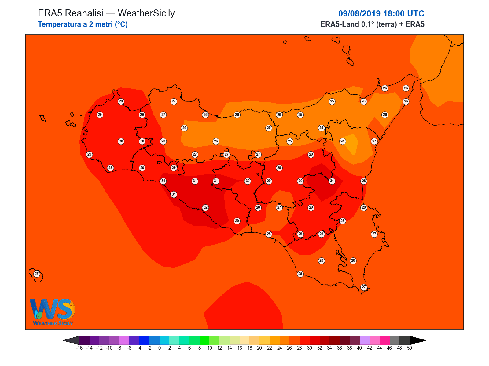 Temperatura a 2 metri · 2019080918