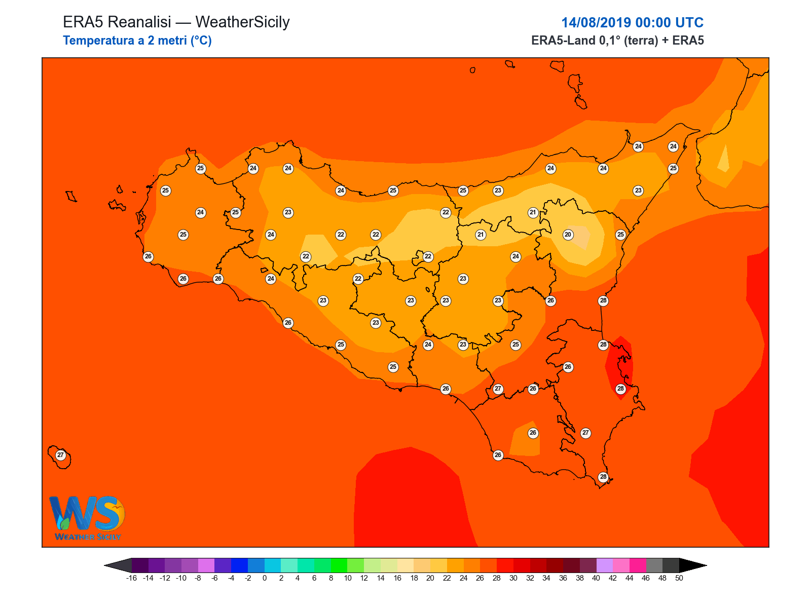 Temperatura a 2 metri · 2019081400