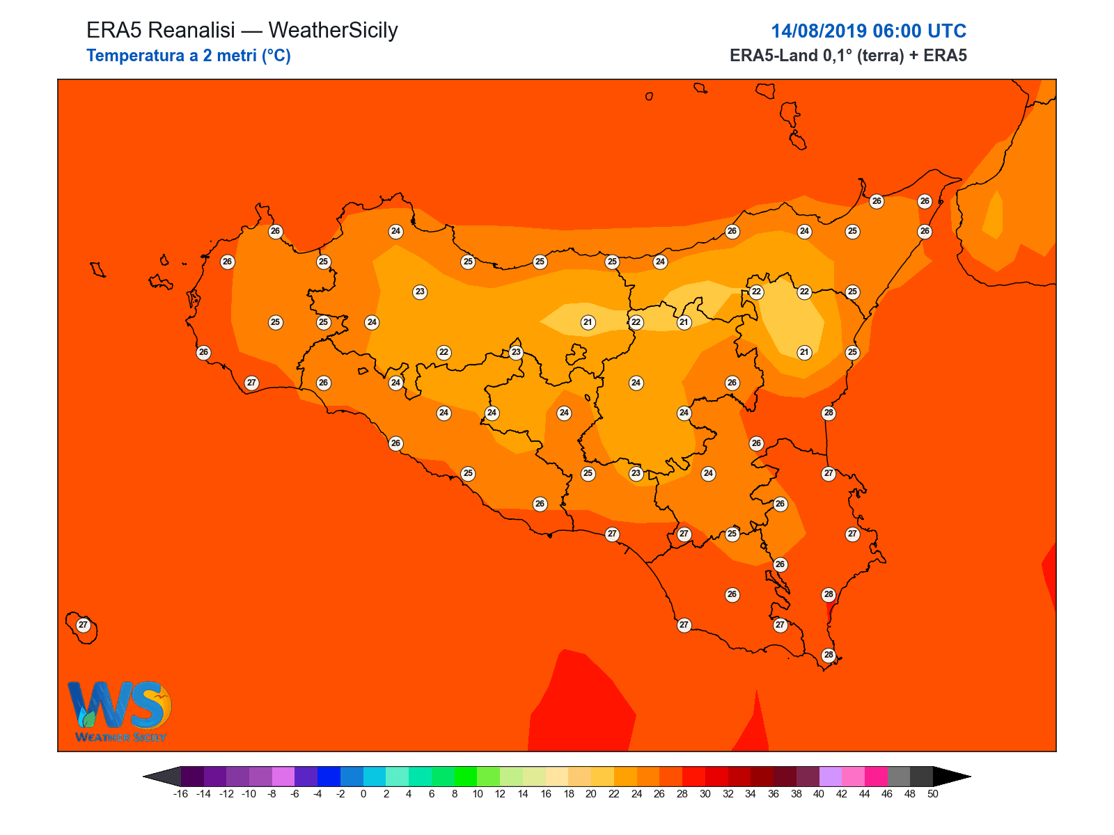Temperatura a 2 metri · 2019081406