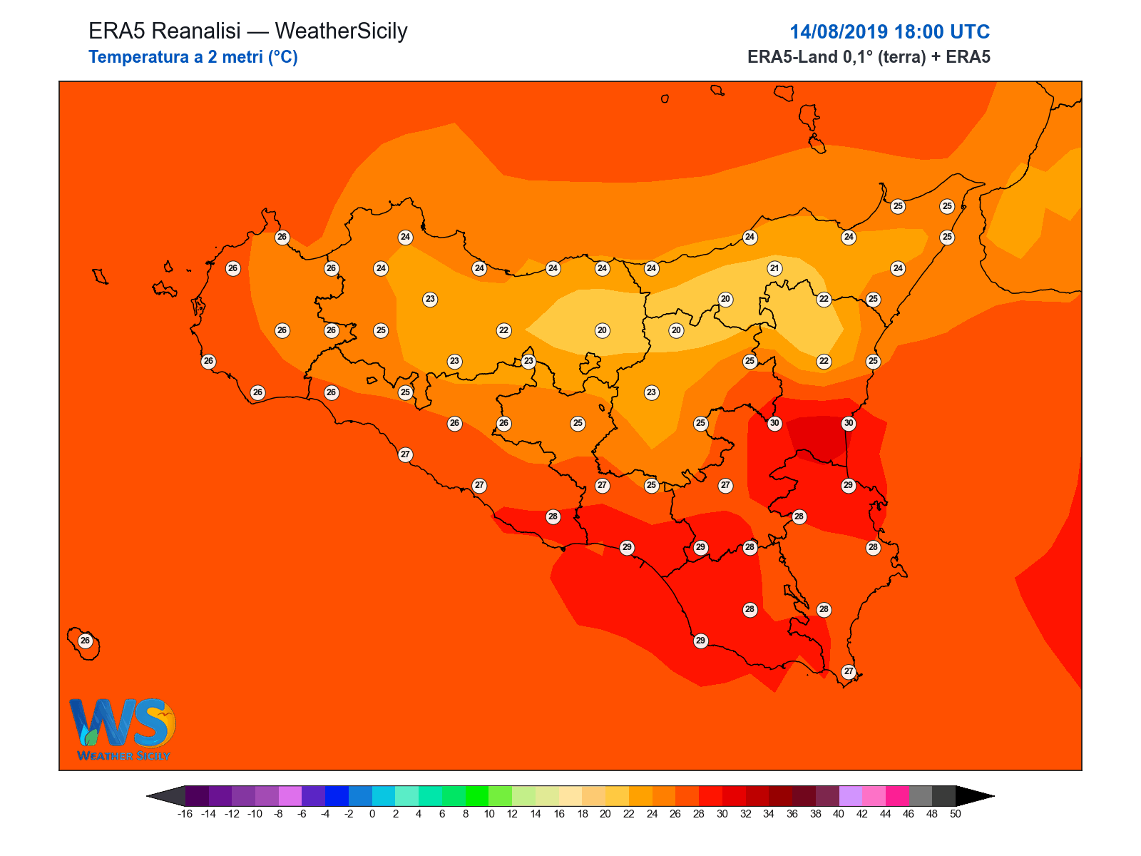 Temperatura a 2 metri · 2019081418