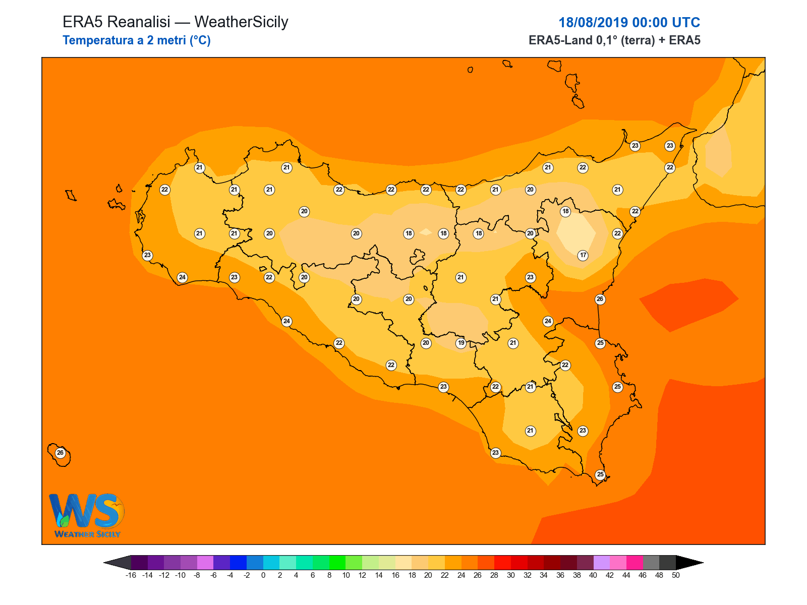 Temperatura a 2 metri · 2019081800