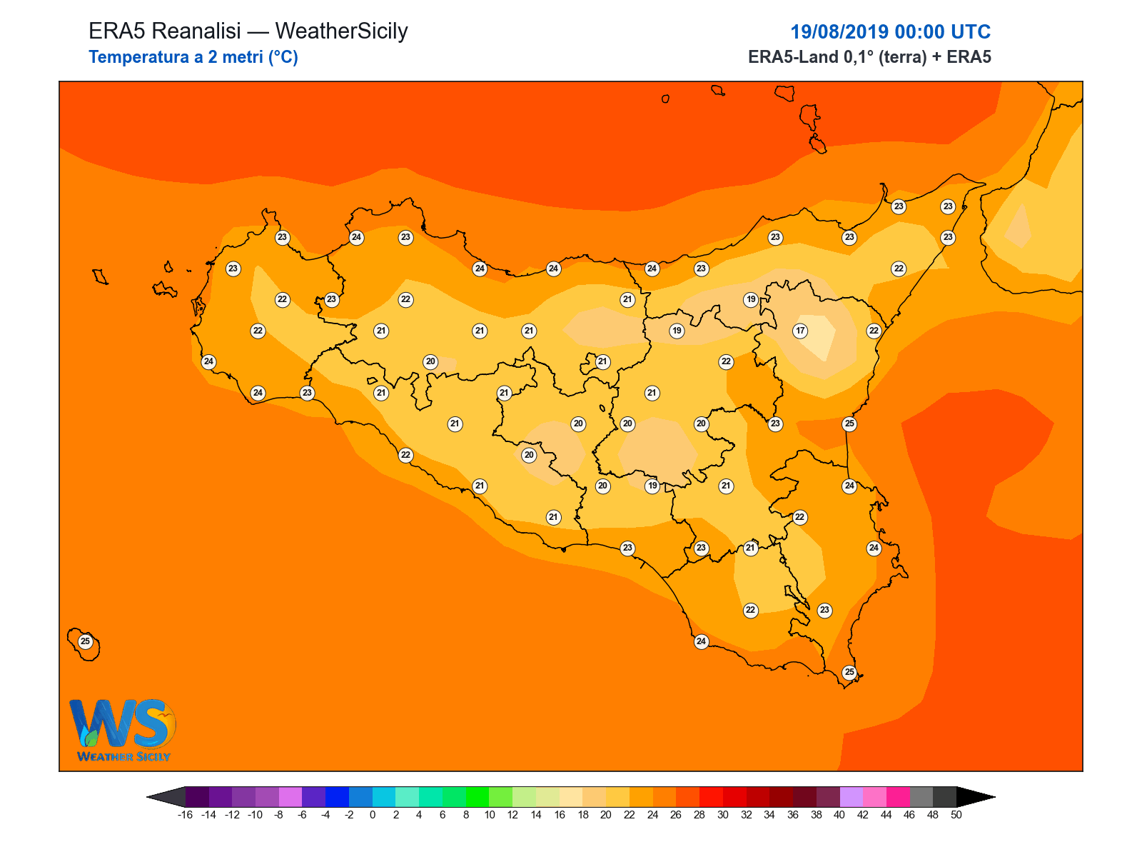 Temperatura a 2 metri · 2019081900