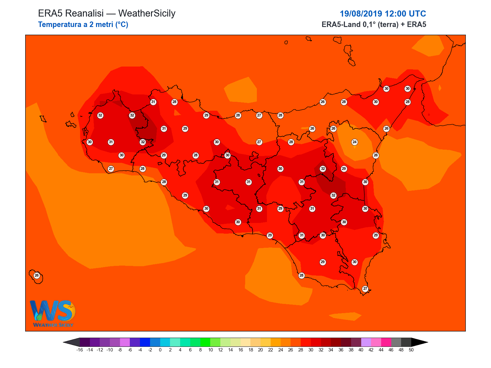 Temperatura a 2 metri · 2019081912