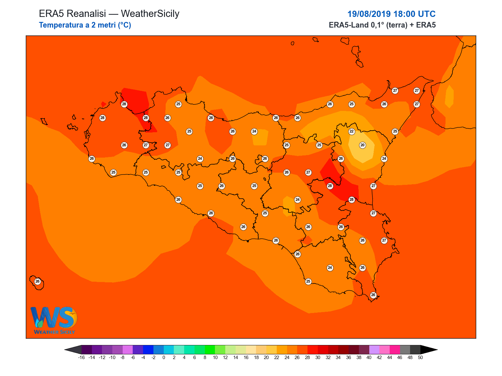 Temperatura a 2 metri · 2019081918