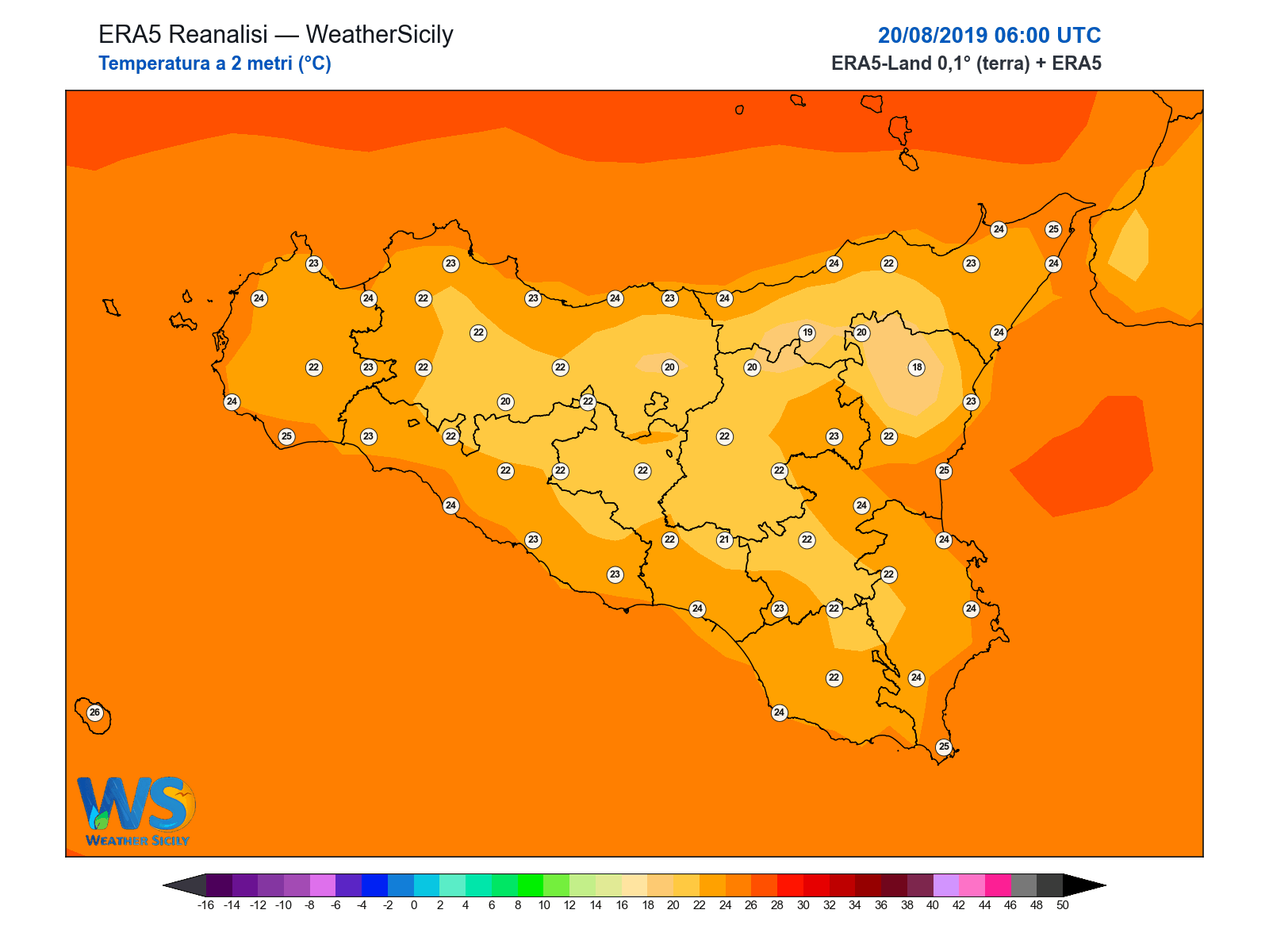 Temperatura a 2 metri · 2019082006