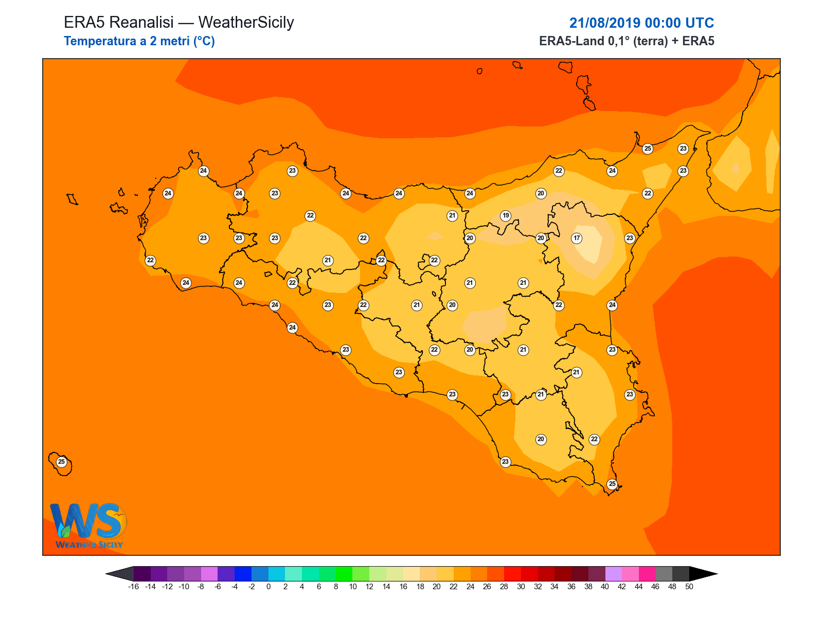 Temperatura a 2 metri · 2019082100