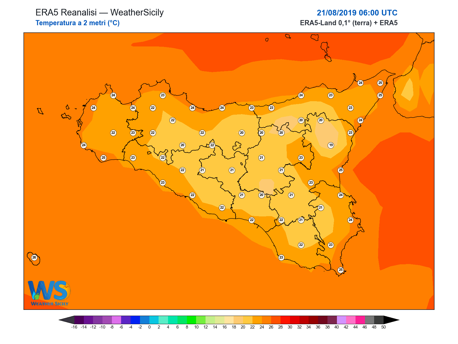 Temperatura a 2 metri · 2019082106