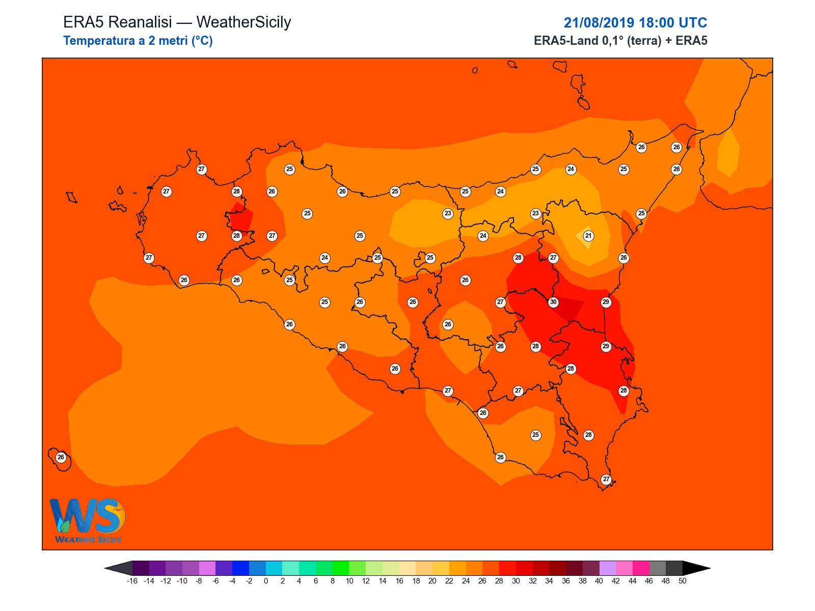 Temperatura a 2 metri · 2019082118