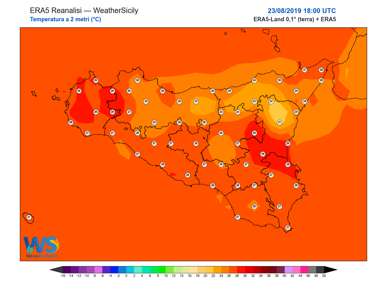 Temperatura a 2 metri · 2019082318