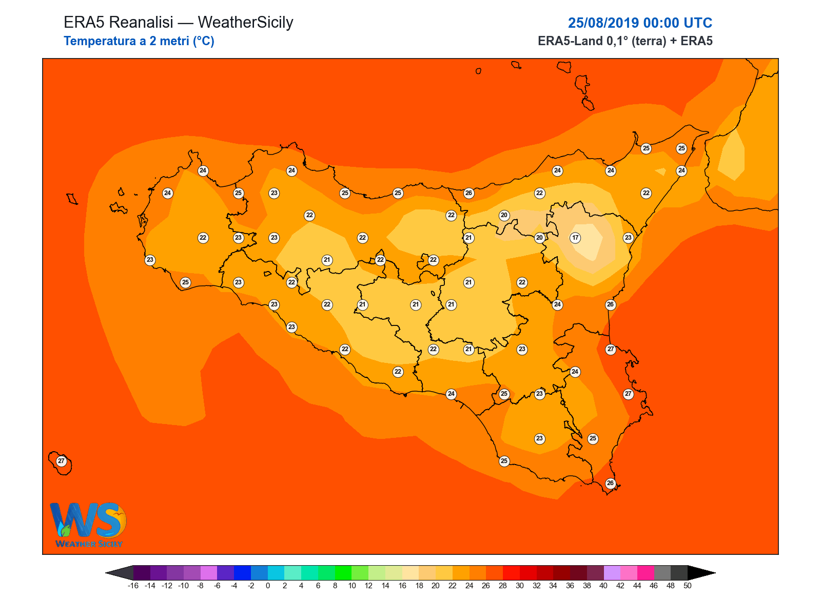 Temperatura a 2 metri · 2019082500
